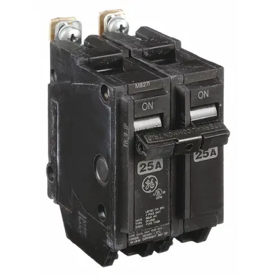 GE Miniature Circuit Breaker: THQB, 25 A, 120/240V AC, Single Phase, 10kA at 120/240V AC - THQB & THHQB Series, Bolt-On GE Miniature Circuit Breakers