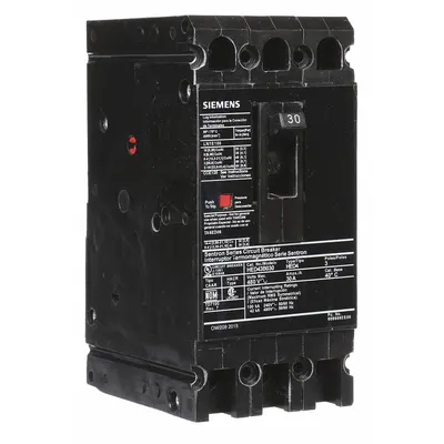 Siemens Molded Case Circuit Breaker: 30 A Amps, 42kA at 480V AC, Fixed, Load Side Lug - ED-Frame Siemens Molded Case Circuit Breakers