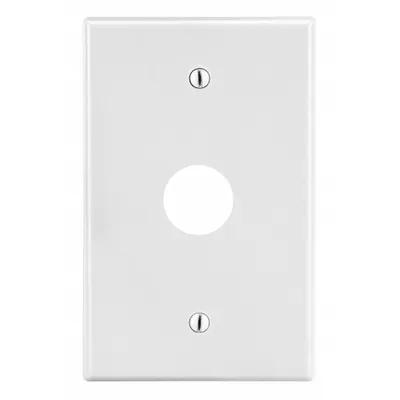 HUBBELL Wall Plate: Single Circular Opening, 1 Gang, White - General Purpose Wall Plates