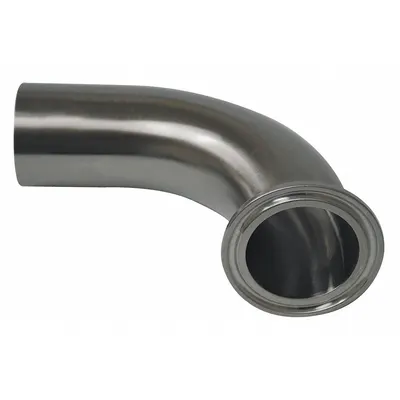 MAXPURE Sanitary Fitting Elbow: 90° Elbow, 1/2 in OD x 1/2 in OD Size, Clamp/Weld - 316 Stainless Steel Sanitary Tube Fittings
