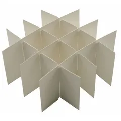 This cardboard divider is designed for use in cold storage boxes to organize and separate samples or vials. It measures 5 5/8 inches in overall length and width, fitting standard freezer boxes. Suitable for laboratory cold storage applications.