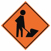 Roll Up Traffic Sign: 48 in x 48 in Nominal Sign Size, Polyester/PVC, 0.015 in, W21-1 MUTCD, Orange (MPN 669-C/48-EMO-MS)