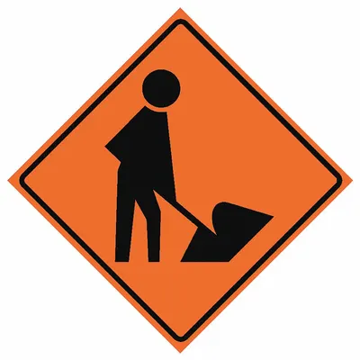 EASTERN METAL SIGNS AND SAFETY Roll Up Traffic Sign: 48 in x 48 in Nominal Sign Size, Polyester/PVC, 0.015 in - Workers Ahead Signs