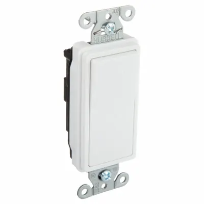 BRYANT Wall Switch: Rocker Switch, Single Pole, Maintained, White, 120/277V AC - Rocker Wall Switches