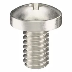 Pan head machine screw with #1-72 thread, 1/8 in length, made from 316 stainless steel with plain finish. Features a Phillips drive (size #0) for secure fastening. Suitable for precision assemblies in electronics, instrumentation, and small mechanical devices where corrosion resistance is required. Supplied in a 50-piece pack.