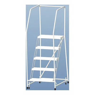BALLYMORE Rolling Ladder: 4 ft Platform Ht, Assembled, Aluminum, Wt-Actuated, Ribbed - Aluminum Weight-Actuated Ladders
