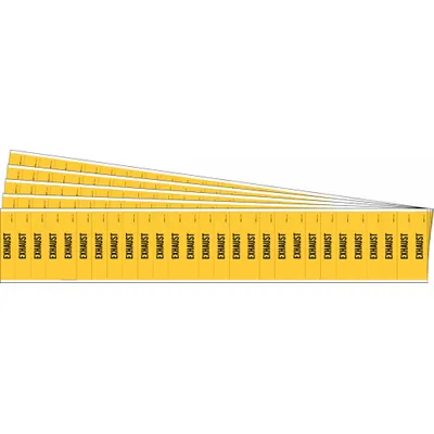 BRADY Pipe Marker: Exhaust, Yellow, Yellow, Fits 3/4 in and Smaller Pipe O.D. - Exhaust Adhesive Pipe Markers