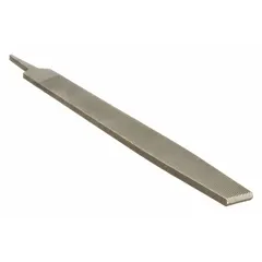 Square file with double-cut, single edge cut, bastard cut, and natural finish. Length without tang is 14 inches. Used for shaping and finishing metal, deburring, smoothing edges, and squaring internal corners.