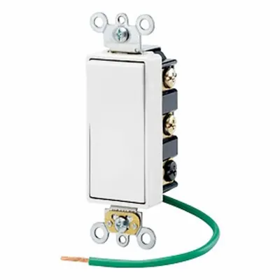 LEVITON Wall Switch: Rocker Switch, Double Pole/Double Throw, Maintained, White - Rocker Wall Switches