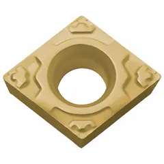 Diamond indexable turning insert for precision machining of non-ferrous materials such as aluminum, copper, and plastics. Designed for fine finishing applications, it provides high wear resistance and consistent cutting performance in high-speed turning operations.