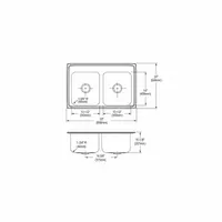 JUST MANUFACTURING Drop-In Sink: 33 in Overall Lg, 21 1/4 in Overall Wd, 10 1/8 in Bowl Dp, 2 Bowls (MPN DLX2133A0-J)