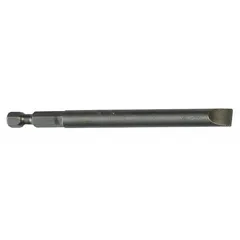 Slotted-head impact bit with imperial sizing and a 4F-5R bit industry size. Made from S2 steel with a hex shank, rated for impact use. Suitable for driving slotted screws in assembly and maintenance tasks. Sold in a 5-pack.