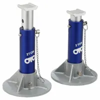 These light-duty jack stands from OTC feature a 2-ton load capacity with pin adjustment for height selection. The round aluminum base provides stability, while the flat/rectangular saddle supports loads up to 15 3/8 inches. Sold as a pair, they are suitable for automotive maintenance and light industrial applications