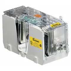 The BUSSMANN JM60600-1CR is a 1-pole, 600 V AC open-block-design fuse block for UL Class J fuses. It features box-lug terminals and a non-indicating design. Typical applications include overcurrent protection in industrial control panels, motor protection circuits, and power distribution systems.