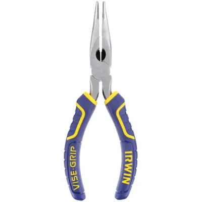 IRWIN Bent Long Nose Plier: 3/4 in Max Jaw Opening, 6 in Overall Lg, 1 5/8 in Jaw Lg - Bent Needle-Nose Pliers