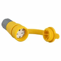 Straight Blade Connector: 6-15R, 250V AC, 15 A, 2 Pole, 3 Wire, Yellow (MPN HBL15W49)