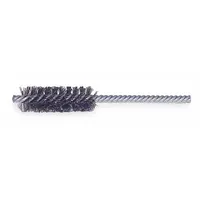 This heavy-cleaning brush is designed for carbon steel surfaces. It is commonly used to remove rust, scale, and debris from tubes and pipes in industrial maintenance, fabrication, and metalworking applications. The brush features a double stem design and a fill diameter of 0.006 in