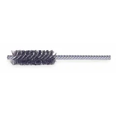 This heavy-cleaning brush is designed for carbon steel surfaces. It is commonly used to remove rust, scale, and debris from tubes and pipes in industrial maintenance, fabrication, and metalworking applications. The brush features a double stem design and a fill diameter of 0.006 in.