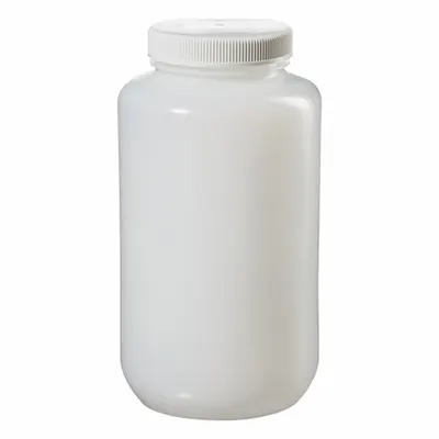 NALGENE Storage Bottle: HDPE, 4 L, 1 gal, Closure Included, Natural, 100 mm, Polypropylene - HDPE Wide Mouth Round Lab Bottles