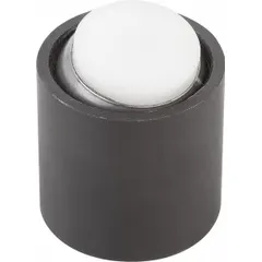KIPP tapped gripper with a smooth flat acetal pad for non-marring clamping. Features M6 thread, 7 mm tap depth, 10 mm pad diameter, 17 mm outer diameter, and 4 kN maximum load. Used in workholding and fixturing for positioning and clamping parts during machining, assembly, or inspection.