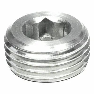 JW WINCO Threaded Plug: Stainless Steel, Metric Fine, M8x1 Thd, Internal Hex - Stainless Steel Tapered-Threaded Plugs