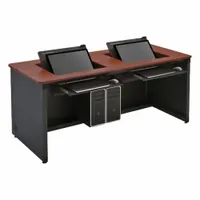 VERSADESK Computer Desk: Metal, Cherry, 0 Drawers, 60 in Overall Wd, 29 in Overall Ht, Black Frame (MPN RSD6024-BC)