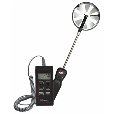 Dwyer Anemometer: Rotating Vane, Air Velocity, Under 100 fpm, Remote Vane Vane - Rotating Vane Air Velocity Meters