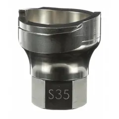 Stainless steel adapter for connecting PPS series disposable cups to spray guns. Features M16x1.5 thread size and S35 adapter type. Used in painting applications for quick cup changes and reduced solvent waste.