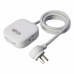 General purpose power strip with 2 outlets, 6 ft cord, and 4.8 A current rating. White finish. Not UL rated for healthcare. Suitable for powering office equipment, electronics, or workstations in desktop applications.