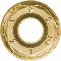 Round indexable milling insert with 16 mm diameter and 5 mm thickness. Features GM chipbreaker geometry and CA6535 grade for wear resistance. Used for general-purpose face and shoulder milling on steel, stainless steel, and cast iron in roughing and semi-finishing operations.