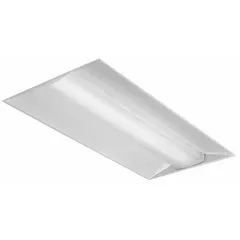 This 2 ft. x 4 ft. LED center-basket troffer delivers 4800 lumens at 4000K, consuming 39 watts. It operates on 120 to 277V AC and includes an emergency LED backup. The fixture is dimmable via the UNV-DIM-EMLED driver and is suitable for recessed installation in commercial ceiling grids.