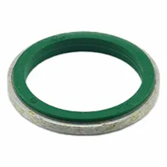 Liquid-tight sealing ring for 3/4 in conduit size. Constructed of PVC and steel in green. Creates a seal between a conduit connector and a junction box or enclosure when used with liquid-tight or raintight connectors.