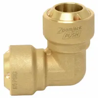 PARKER Push-Fit Elbow Fitting: 1/4 in OD x 1/4 in OD Size, Push-to-Connect x Push-to-Connect, Brass (MPN PZKP-90E4-HNBR 1/4" ELBOW)