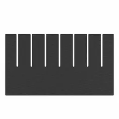 This plastic divider is designed for use with standard divider boxes having a bin width of 9 1/8 inches. It is black, non-conductive to electrostatic discharge, and intended for the short side of the bin. Commonly used to subdivide storage bins for organizing small parts in industrial and warehouse settings.