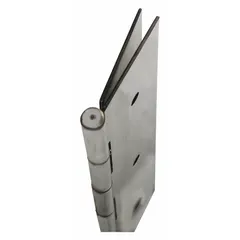 This steel piano hinge is designed for full mortise mounting, providing continuous support along its 79 1/8-inch leaf height. Suitable for applications such as cabinet doors, machine enclosures, and access panels where full-length stability is required. The 2 3/16-inch leaf width accommodates standard mounting surfaces.