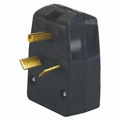 LEVITON Straight Blade Plug: 10-30P/10-50P, 125/250V AC, 30 A_50 A, 3 Pole, 3 Blade - Angled Plugs
