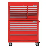 WESTWARD Tool Chest and Cabinet Combination: 17 Drawers, Heavy Duty, Keyed, Red / Powder Coated (MPN 7CX90)