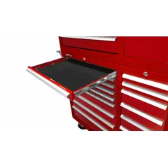 This black polyester drawer liner measures 23 inches in width and is designed for use in tool storage cabinets and chests. It provides a non-slip surface that helps reduce tool movement and protects drawer surfaces from scratches and wear.