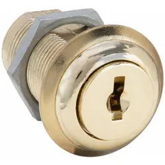 Keyed cam lock with keyed-alike convenience, constructed from zinc die-cast and brass. Operates with a quarter-turn clockwise unlock action. Suitable for securing cabinets, lockers, and enclosures in industrial, commercial, and institutional settings.