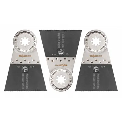 FEIN Oscillating Tool Blade: 2 1/2 in Blade Wd, 3 13/16 in Overall Lg, Log Cutting - Starlock Plus Mounted Blades