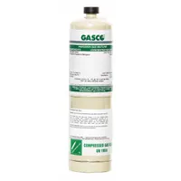 Disposable calibration gas mixture containing 31% helium in a nitrogen background, with ±5% accuracy and CGA 600 connection. Used for verifying and calibrating portable gas detectors in industrial safety applications. Compatible with all OEM gas detectors