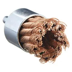 This WEILER end brush features twisted bronze fill for nonsparking performance, suitable for heavy cleaning of hard metals in hazardous environments. With a 1 1/8 in diameter, 0.02 in fill diameter, and 1/4 in shank, it is designed for use in areas where spark prevention is critical, such as oil refineries, chemical plants, and gas facilities.
