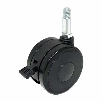ALCO Stem Caster: Swivel, Face Brake, Stem, Black, Basic American - Casters for Healthcare Beds