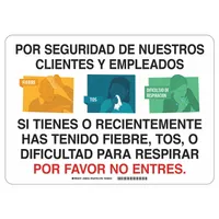 Covid 19 Sign 7X10, Spanish Sick Do Not: 7 in x 10 in Nominal Sign Size, Polystyrene, White, 7 in Ht (MPN 170307)