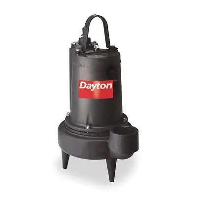 Dayton Sewage Ejector Pump: Three Phase, 3 hp, 230 to 460V AC, 2 1/2 in Max. Dia. Solids - Non-Clog Sewage Ejector Pumps