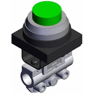 SMC Shuttle Valve: VM100 Series, Extended Button Actuator, 2 Ports, 1/8 in NPT - VM Series Manual Air Control Valves