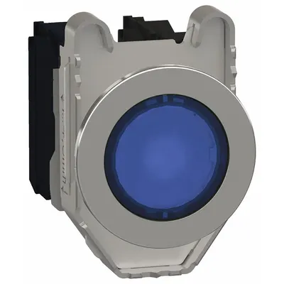 SCHNEIDER Illuminated Push Button: Illuminated, Flush Profile, Metallic, 30 mm - Illuminated Flush-Mount Push Buttons
