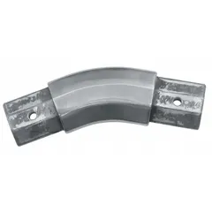 Silver aluminum connector for dump truck tarp systems. Joins tarp sections to maintain tension and coverage during hauling. Corrosion-resistant and lightweight for use in construction, mining, and waste management applications.