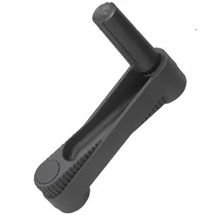 Steel crank handle with a fold-away plastic grip. The folding design reduces the handle profile when not in use, preventing snagging in confined spaces. Bore diameter 12 mm, handle length 100 mm. Suitable for manual valve actuation, machine adjustment, and clamping in industrial machinery.