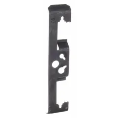 Zinc-plated steel wire rod clip with black finish. Accommodates 1/8 in to 3/8 in threaded rod with #10-24 threading. Supports 12 AWG wire. Used to secure conduit and cable to threaded rod in electrical installations.